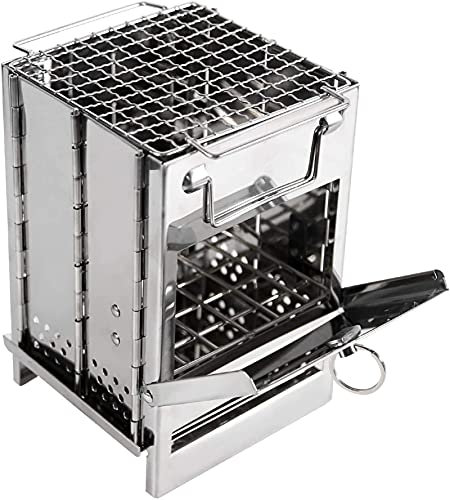 Tragbarer, Faltbarer Mini-Campingkocher aus Edelstahl für mehrere Brennstoffe, ideal für Rucksackreisen, Wandern, Reisen, Kochen im Freien, Picknick, Grillen