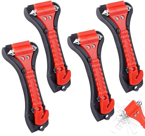 RONGZUBAT Auto Hammer Notfallhammer 4er-Pack,2 in 1 Notfallhammer Auto mit Gurtschneider Fenster Nothammer Sicherheitshammer mit Gurtmesser für Auto,Bus,Car Accessories