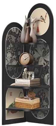 GLJTUO Bücherregal-Eckschränke Mit Antikem Stil, Wohnzimmer-Bodendekorationen Und Wand-Eckregalen, Bücherregal,L