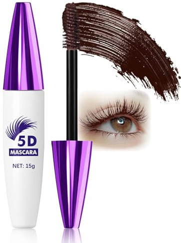 Mascara 5D pour volume et définition - Marron - Pour cils extrêmement longs - Imperméable et résistant aux taches - Pour cils épais - Texture lisse - Effet faux cils - Formule volumisante et curling