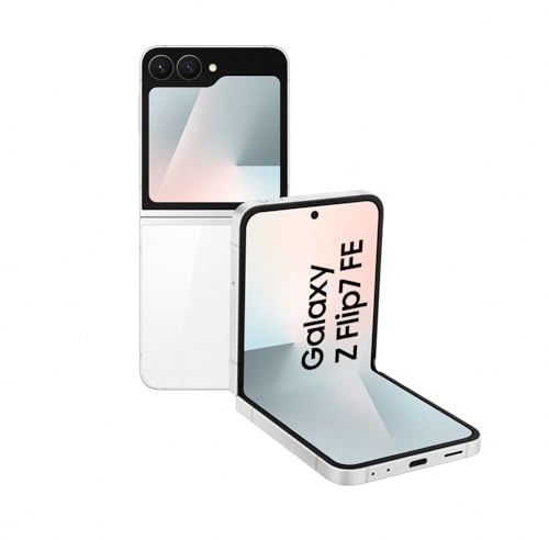 Samsung Galaxy Z Flip7 FE AI Smartphone mit Galaxy AI, KI-Handy mit Android, Faltbares Design, Breites Frontdisplay, 50-MP-Weitwinkelkamera, 128 GB, 8 GB RAM, White, 3 Jahre Herstellergarantie