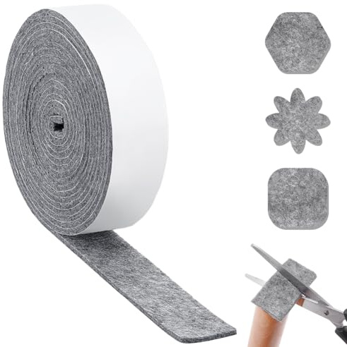 NBEADS 600x5cm Rotoli Feltro Adesivo, Striscia Adesiva In Feltro Grigio Feltro Antiscivolo Cuscinetti Per Mobili Per Proteggere Pavimenti In Legno Sedie E Pareti, 5mm Di Spessore