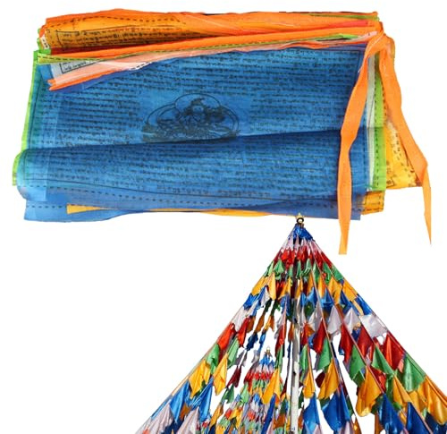 Outdoor Prayer Flags, 20 Pieces Zen Buddhist Flags | Peaceful Decoration Tibetan Sacred 25 x 15 cm for Wall Courtyard Outdoor Indoor