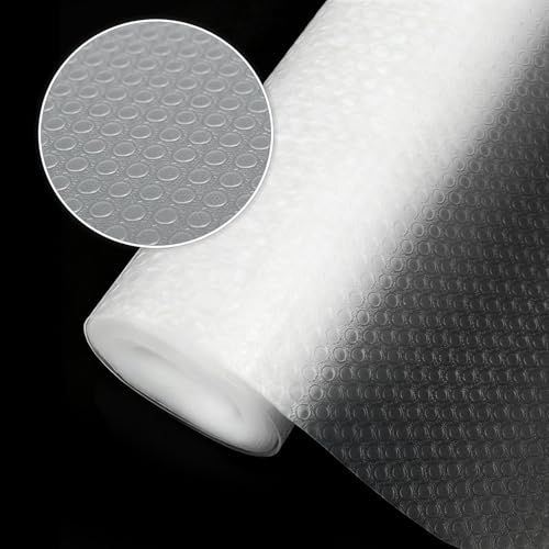 Kitchen Drawer Liner(45×500cm),Non Slip Cupboard Fridge Mats,Protects from Spills,Multi-Use Shelf & Cabinet Liner,Great Kitchen Accessory（Transparent Dot）