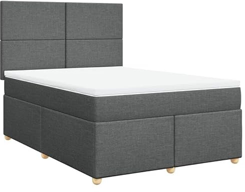 Eleganz Boxspringbett 160x200 cm dunkelgrau mit Matratze – Modernes Stoffbett für Schlafzimmer, langlebig & komfortabel – Ideal für erholsamen Schlaf
