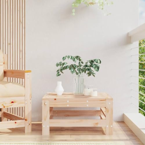 HaoChrymec Gartenhocker aus Massivholz Kiefer, Robuster Rahmen, Vielseitig Einsetzbar, Fußhocker Outdoor, Kleiner Hocker für Terrasse, 57.5 x 57.5 x 30 cm