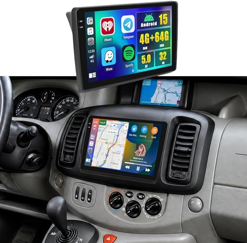 Fuluku 4+64G 10.1 Radio para Renault Trafic Opel Vivaro Nissan Primastar | Wireless Carplay Android Auto Incell Pantalla Táctil 10.1 Pulgadas 2 DIN Autoradio con Cámara Trasera, Bluetooth/GPS/WiFi,RDS