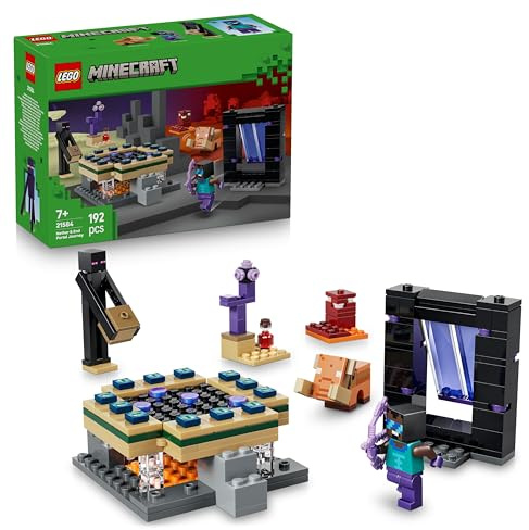 LEGO Minecraft Nether & End Portal Journey - Building Toy w/a Cool Hero, Enderman & Baby Hoglin Mob Figures - Gaming Gift for 7+ Year Old Boys & Girls - 21584