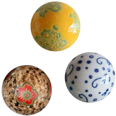 Nucelit Lot de 3 boules flottantes en céramique pour aquariums, jardin, étang, décoration pour la maison, le bureau, un événement de mariage, motif aléatoire