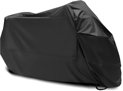 Ypoyney Motorcycle Cover, Heavy Duty Waterproof Sun Outdoor Motorbike Cover, Motorcycles Vehicle Covers for Protect Against Dust, Debris, Rain, Universal for Motorcycles Bikes (Black)