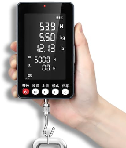 Digital Force Meter, Push Pull Gauge, Tension Gauge, 5 Interchangeable Probes, 3-Unit Conversion (N/kg/l), Ideal for School Lab Mechanical Physics