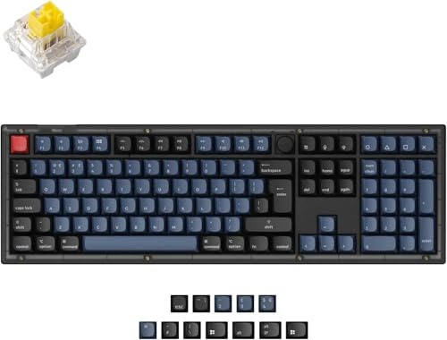 Keychron V6 ISO-UK-Layout Wired Custom Mechanical Keyboard Knob Version, Full-Size QMK/VIA Programmable, Hot-swappable K Spuer Banana Switch, for Mac Windows Linux