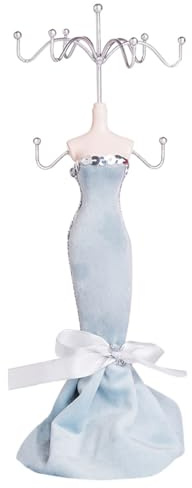 JOINPAYA Espositore per Manichino Gioielli in Ferro Porta Collane e Orecchini da Tavolo Supporto per Gioielli Casa e Negozio Colore Azzurro Organizzatore Multifunzione per Accessori