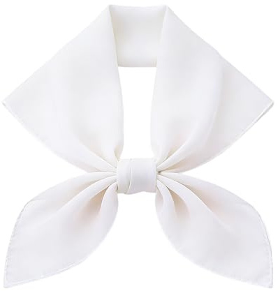 jerbro Chiffon Scarf Women's Scarf Chiffon Neckerchief Plain Bandana Headscarf for Women Girls Halloween Carnival Costume Accessories (White, 65 * 65cm)