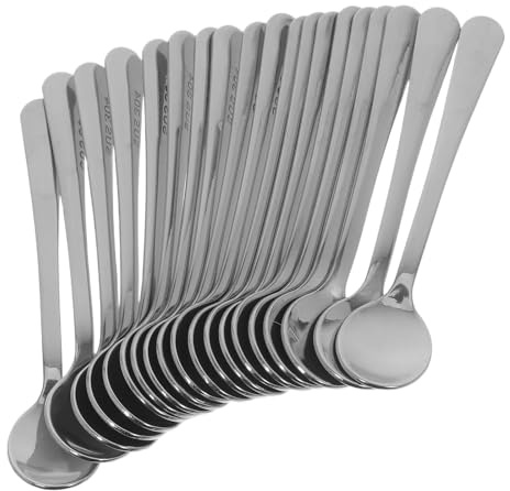 Housoutil 20 Cucharitas de Acero Inoxidable 304 de 75 CM Minicucharas para Café Espresso y Especias Cucharitas Pequeñas para Condimentos y Miel Uso Portátil Cocina y Cafetería