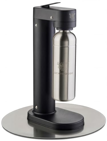 Luckymoose Infinity-S Wassersprudler aus hochwertigem Edelstahl (Black/Silver) – inkl. 2x 1,25L Edelstahlflaschen – extra hygienische herausnehmbare Düse – Langlebige CO₂ Sprudelwasser Maschine