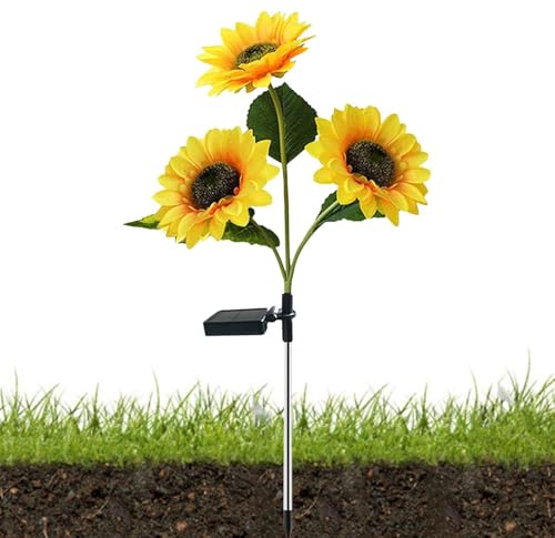 Rechory Solar Sunflower | Waterproof Pathway Lighting | Solar Sunflower Lights Outdoor | for Garden Yard Backyard Patio Driveway Walkway Lawn Flowerbed Trees Porch