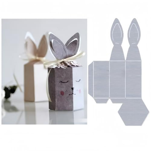 Sredwtk Hase Box Ostern Box Stanzschablonen Ostern Schachteln Metall Prägeschablonen Stanzformen Schneiden für DIY 3D Keksbox Süßigkeitenbox