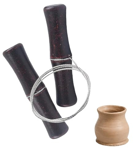 1 Set Cheese Cutter with Wire, Cheese Wire, Premium Clay Cutter Tool, Stainless Steel Twisted Wires with Wooden Handle for Clay, Pottery, Cheeses, Dough, Ceramics, Art Sculptures(Black)