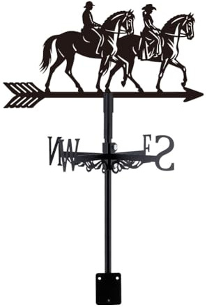 SUPERDANT 1 juego de veletas de hierro negro para jinetes de caballos de hierro, veleta de viento, indicador de viento, fácil de instalar, listo para regalo, adecuado para patio, casas y cobertizos de