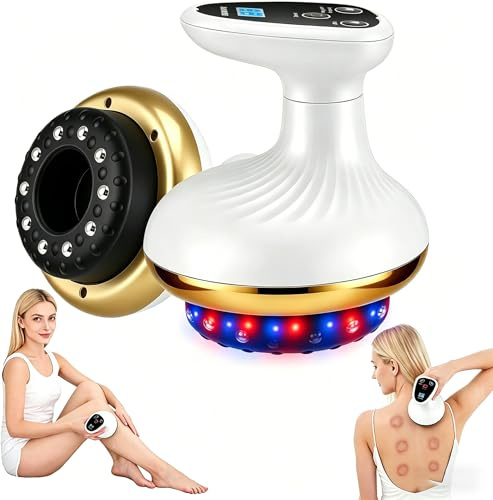 Vacuvia Cellulite 9 Niveles, Masajeador Anticelulítico con Calor Y Luz Roja Azul, Ventosa Eléctrica Anticelulitis con 40 Protuberancias, Gua Sha Eléctrico Recargable Para Piel Más Firme, 1200mAh