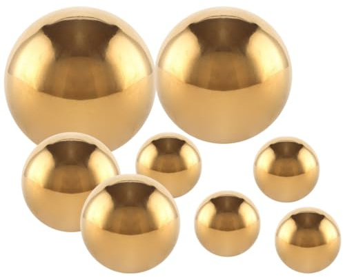MOBUTOFU 8 Stück Edelstahl Spiegelkugeln Gold Spiegelpoliert Leicht und Tragbar Reflektierende Gartenkugeln für Terrassendekoration im Freien Kunststoffkugel