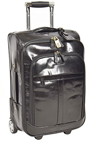 Echtes Leder Koffer Hütte Reisegepäck Trolley Wochenende Tasche Schwarz A0518