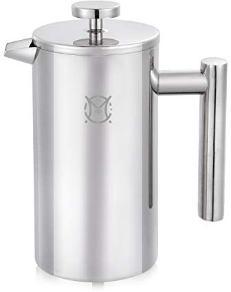 Magicafé French Press Kaffeemaschine - 2 Tassen Kleine Edelstahl Kaffeemaschine Doppelwandige French Press 750ml