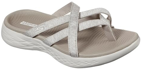 Skechers Women's On-the-go 600 Dainty Sandal, Taupe Textile, 6 UK