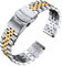 BINLUN Stainless Steel Watch Strap Replacement Metal Watch Bracelet 18mm 20mm 22mm 24mm 26mm Smart Watch Band for Men Women in Silver, Gold, Black, Rose Gold, Two Toned (18mm, Silver Gold)