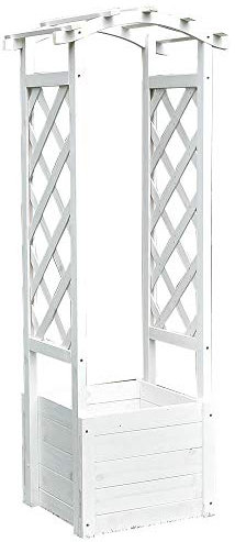 Melko Arco para rosas con macetero de madera, enrejado