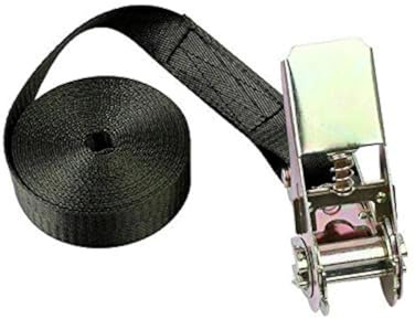 Supertool Sicherungsgurte, robuste Spanngurte mit Ratsche, Zurrkapazität 800 kg Bruchfestigkeit für Rasen-Ausrüstung, Motorrad, 1 Stück, Schwarz, 25 mm x 8 m