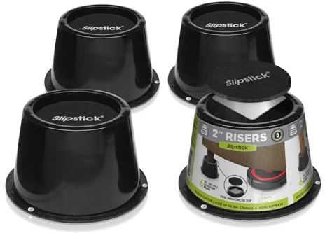 Slipstick CB674 Premium 2 Inch Furniture Risers/Bed Raisers with Steel Reinforced Top (4 Pack) Adds 2 Height, Supports 2,640 Pounds