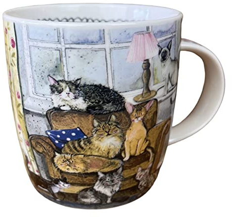 Alex Clark Cat House Mug - Original Artwork - Cup for Animal Lovers - Gift Ideas - Perfect for Coffee & Tea - Vegan Friendly - Designed in The UK...