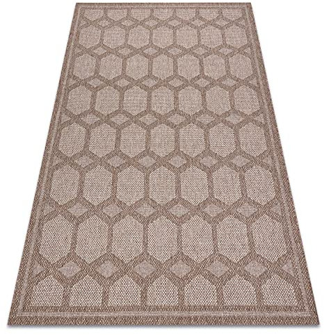 Teppich HOUSE SISAL Innen & Außen Hochwertiges Flachgewebe für Schlafzimmer / Terrasse / Balkon, mit Woll-Effekt beige 120x170 cm