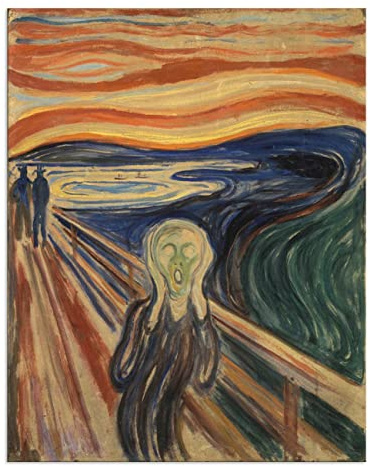 ZHONGYUTONG The Scream by Edward Munch Famous Oil Painting Posters Wall Art Canvas Prints Abstract Picture Modern Artwork Wall DecorLiving Room office Home Bedroom (8''x10'' (20x25cm), Unframe)