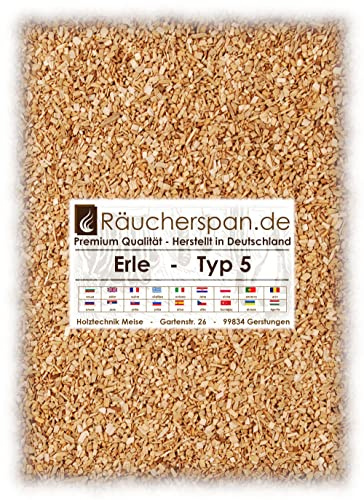 kleine Räucherchips für Borniak Räucheröfen, Smoking Gun, Rauchinfusor, Räucherpistole, Erle Typ 5, 1kg (entspricht etwa 4Liter)