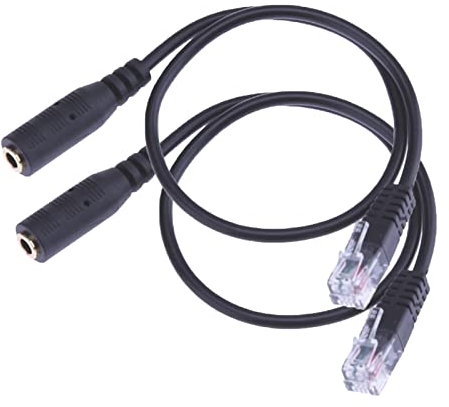RJ9 to 3.5mm Adapter Cable 4P4C RJ9/RJ10 Male to 3.5mm Female Stereo Converter Headset Telephone Cord Audio Lead for Home Office Telephone IP Phones (Pack of 2)