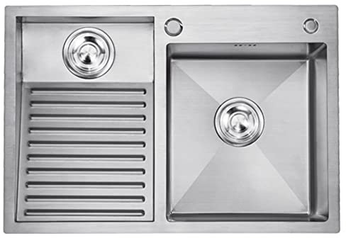 Fregadero Balcony Drop In 304 Acero Inoxidable Fregadero Grande de Doble Cubeta para Estación de Trabajo Fregadero de Cocina Bajo Encimera con tabla de frotar y Accesorios