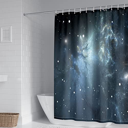 BCughia Shower Curtain Machine Washable, Duschrollo für Badewanne Universum Sternenhimmel Polyester Schwarzgrau Shower Curtains 150x200cm(60 W x 80 H)