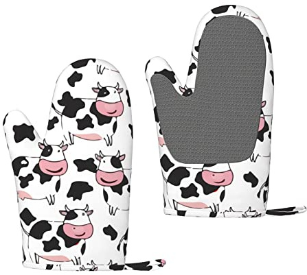 Motif de Vache drôle, Gants de Four, Gants de Cuisine antidérapants en Silicone, Gants de Cuisson résistants à la Chaleur Une Paire