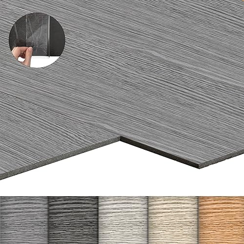 LZQ Lot de 18 carreaux adhésifs pour sol en PVC avec effet bois - 2,51 m² - Revêtement vinyle résistant à l'usure - Imperméable - Pour salon, cuisine, aspect chêne gris