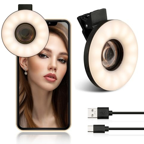 Obiettivo macro da 37 mm per iPhone e Android con mini anello di luce a clip