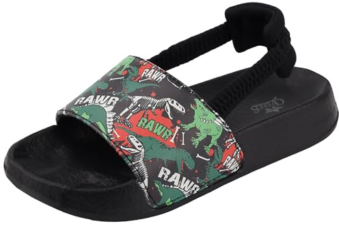 Sandaler pojkar flickor öppen tå elastiskt band sommar lätta strand- och pooltofflor, Dinosaurie Doodle, 24 EU