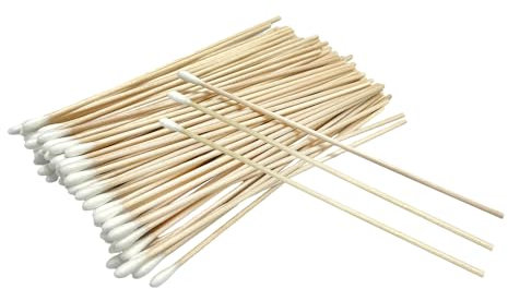 Lot de 3 paquets de 300 cotons-tiges à tête unique avec manche de 15 cm de long, tampons kapok respectueux de l'environnement, souvent utilisés pour la désinfection des plaies, le maquillage, le