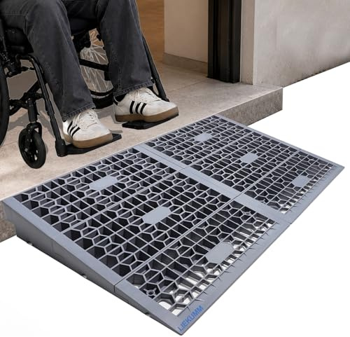 LIEKUMM Rampa para umbral de puerta de 7,5 cm de altura, capacidad de carga de 1400 kg, rampa modular portátil para umbrales de puerta, rampa de umbral para el hogar, escalones, silla de ruedas