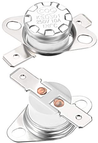 Fangyid KSD301 Thermostat, 170 °C/338 °F, 10 A, normalerweise geschlossen, NC-Einstellung, Druckscheiben-Temperaturschalter for Mikrowelle, Kaffeemaschine, 2 Stück
