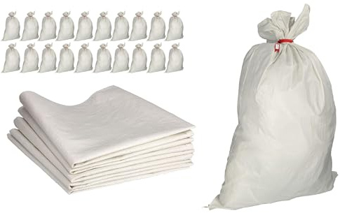 ToolSpace 20x Sacchi in Rafia Polipropilene 65×105 cm Sacchi Resistenti per Carico Pesante 50 kg Edilizia Cantiere Smaltimento Sacco di Sabbia Antiallagamento vuoti Rifiuti Costruzione Sabbia