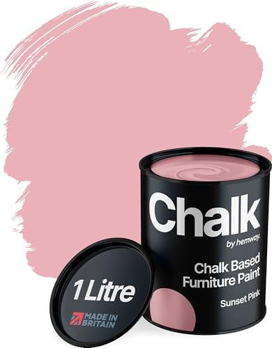 Hemway Chalk Based Furniture Paint, Sunset Pink 1L, Matt Finish