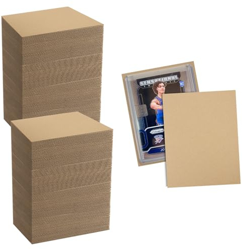 Mat Board Center, 200 Pack 3.5x4.5 Inch Corrugated Cardboard Sheets, Trading Card Shipping Protectors, Cardboard Dividers, Small Cardboard Sheets for Packaging Mailing, DIY Crafts, Brown